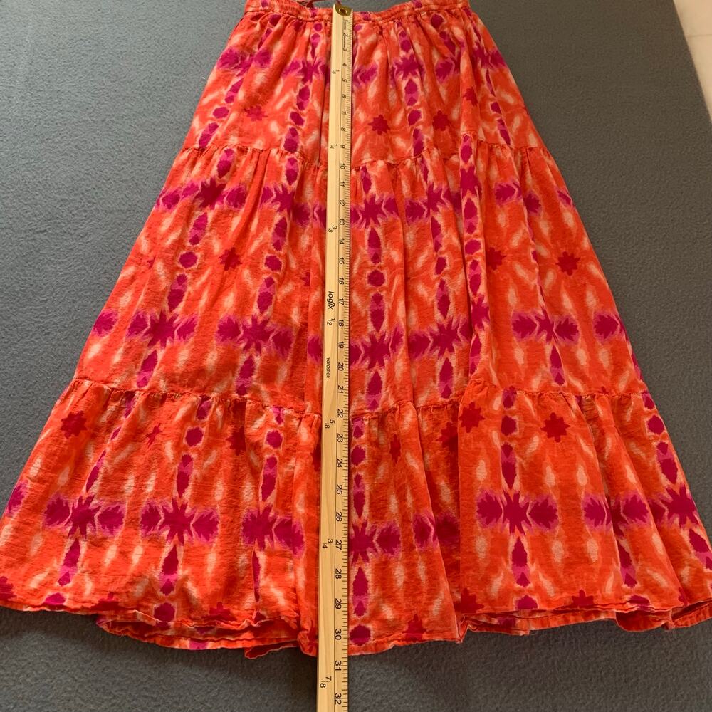 Jane Ashley Boho Tiered Skirt Petite Small Orange Pink Tie Dye Festival Cotton - Picture 8 of 9